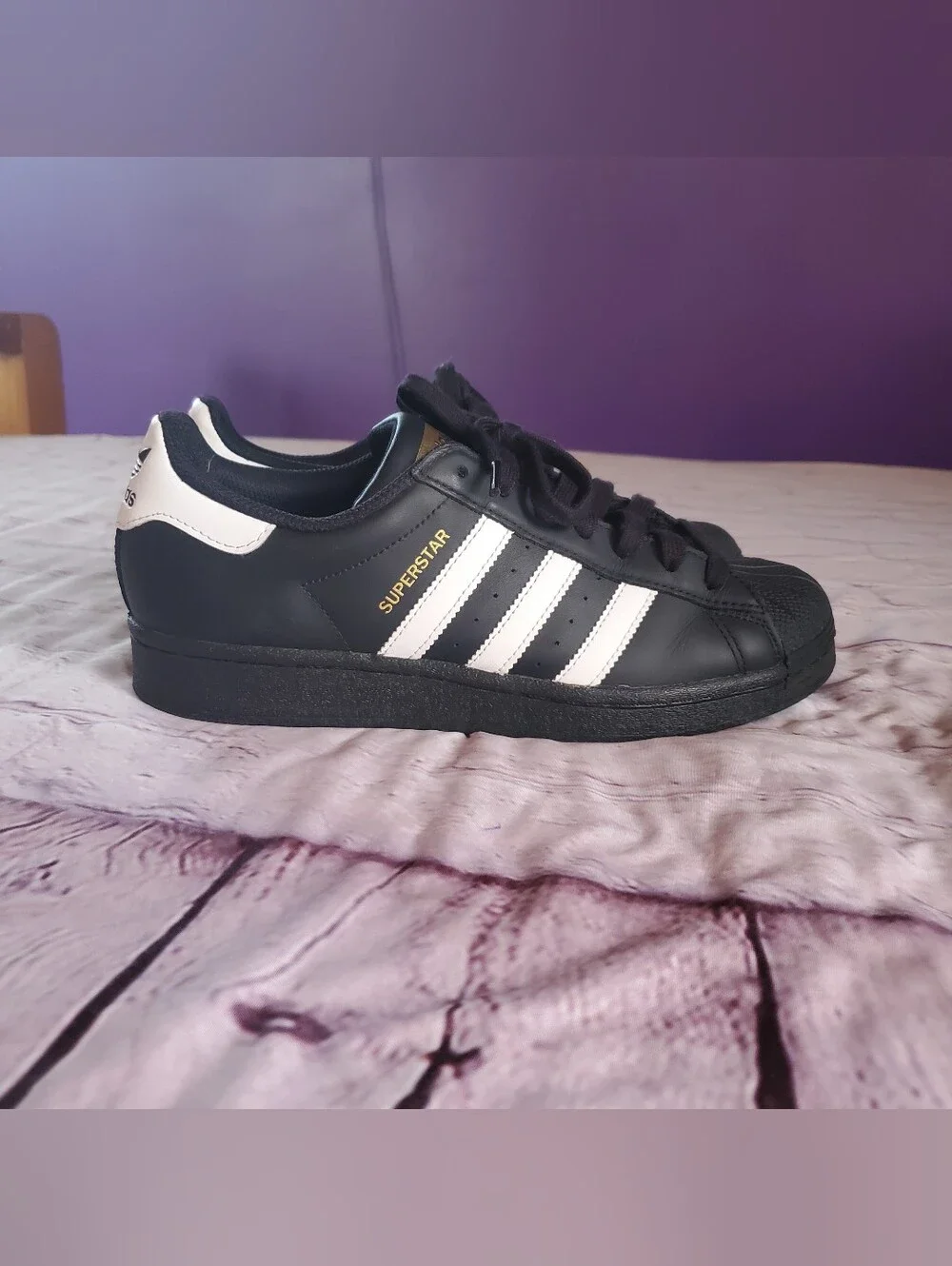 ADIDAS SUPERSTAR II BLACK/WHITE JI0079 SIZE 7 Lace-up Low Top Preppy School
